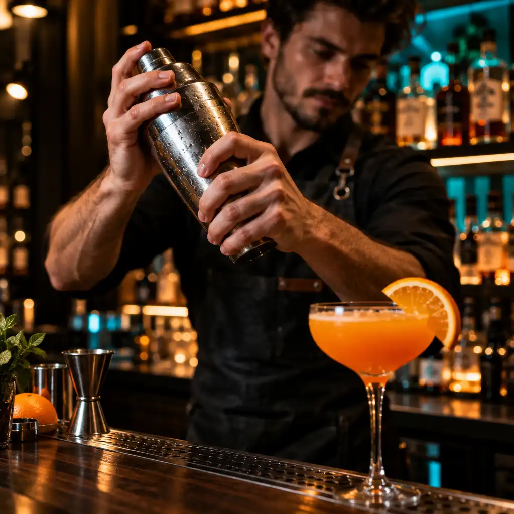 Barman przygotowujący koktajl w Grilla Telier